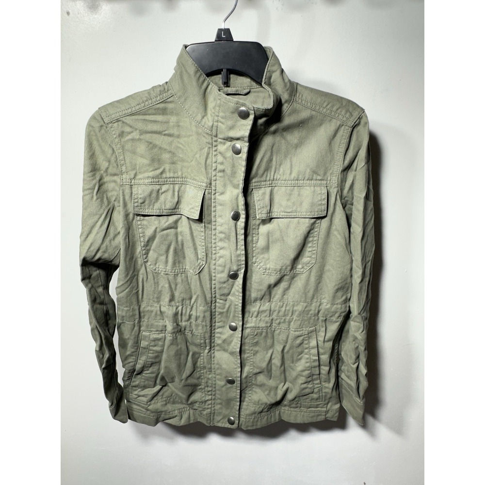 Gap Women's Core Utility Jacket Army Green Zip/Snap 100% Cotton Size XS